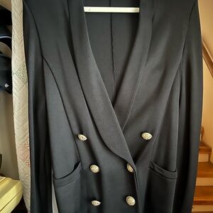 Balmain Black Double-Breasted Blazer with tie waist